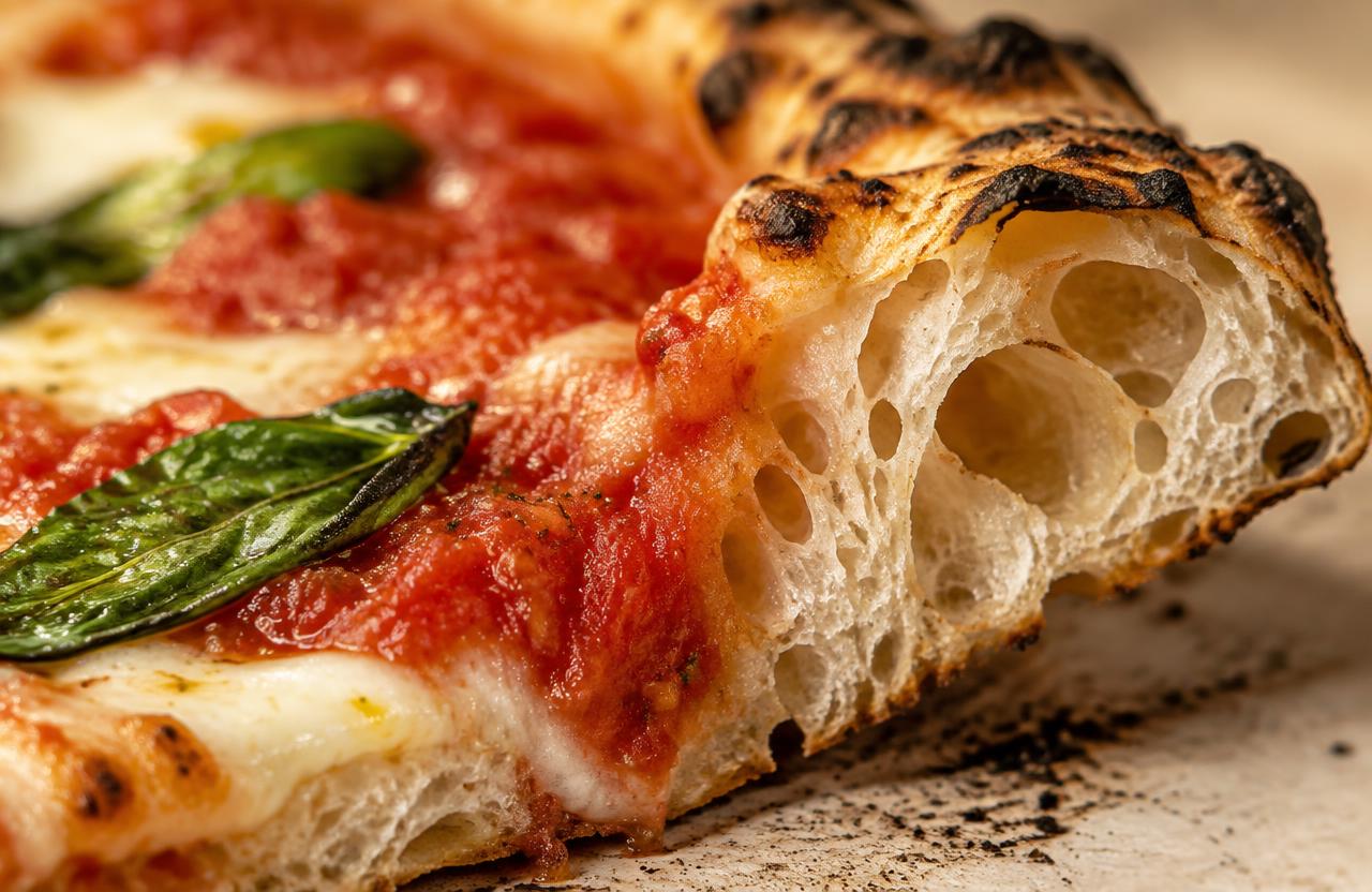 Close-up of airy Neapolitan crust