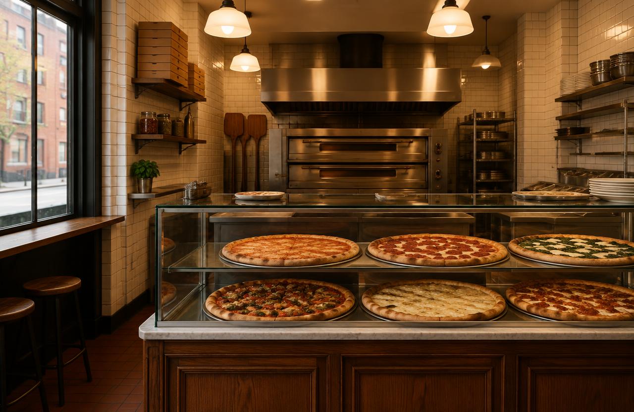 Concept interior of a classic slice shop