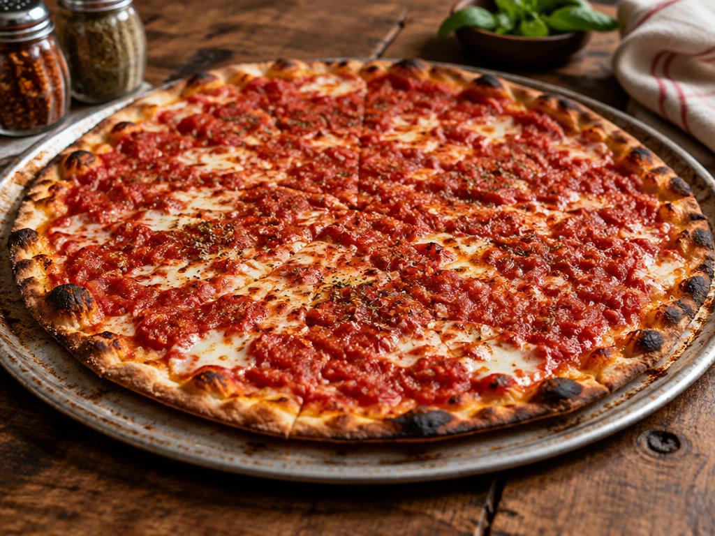 AI-generated preview image: traditional thin-crust Trenton tomato pie
