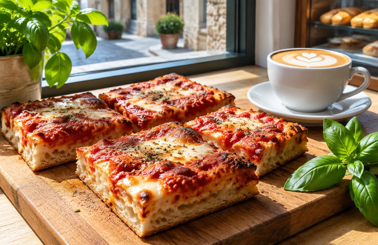 Sicilian squares with a cappuccino