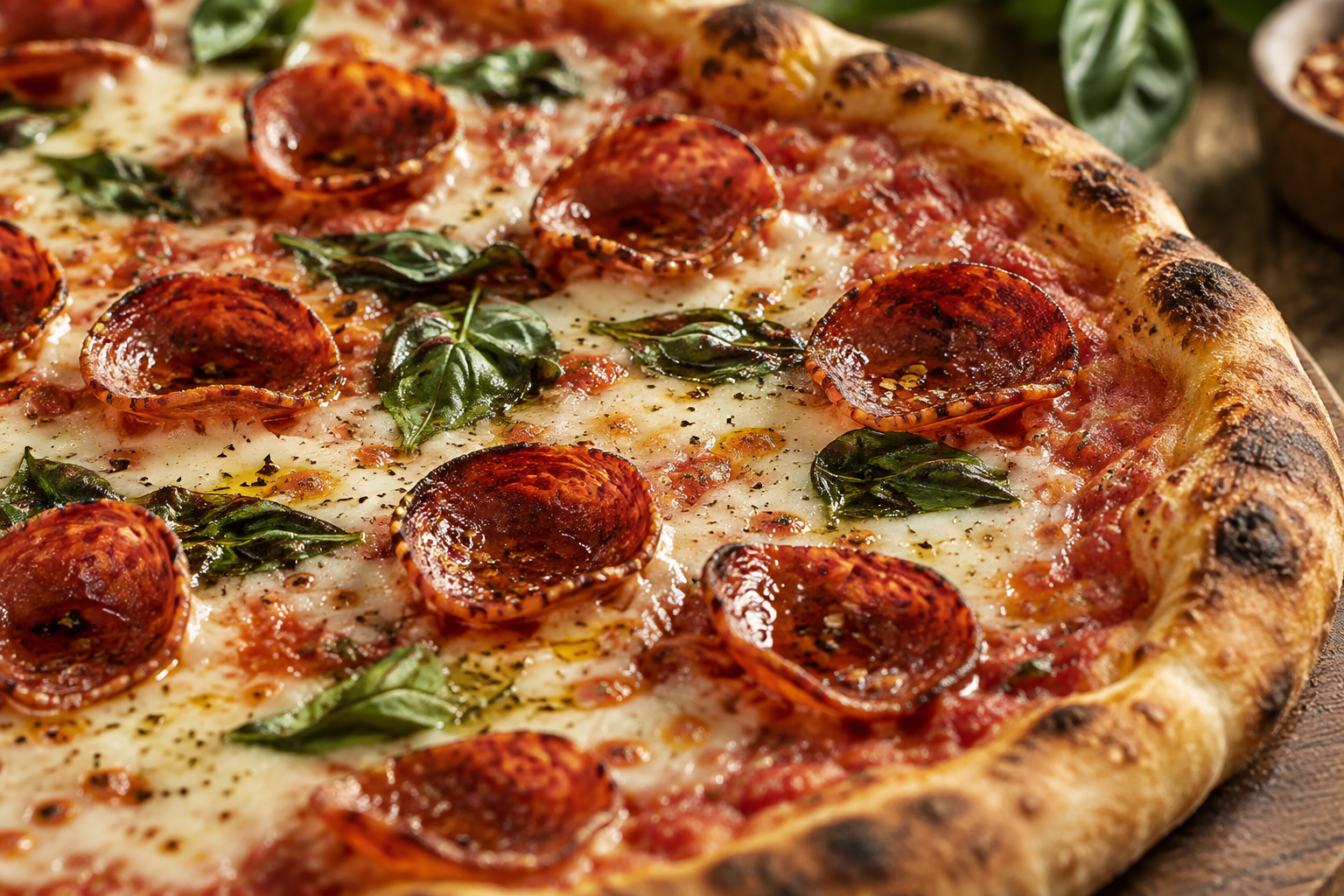 AI-generated preview image: close-up of pizza texture for PizzaLab- Burgers•Pizza•Wings