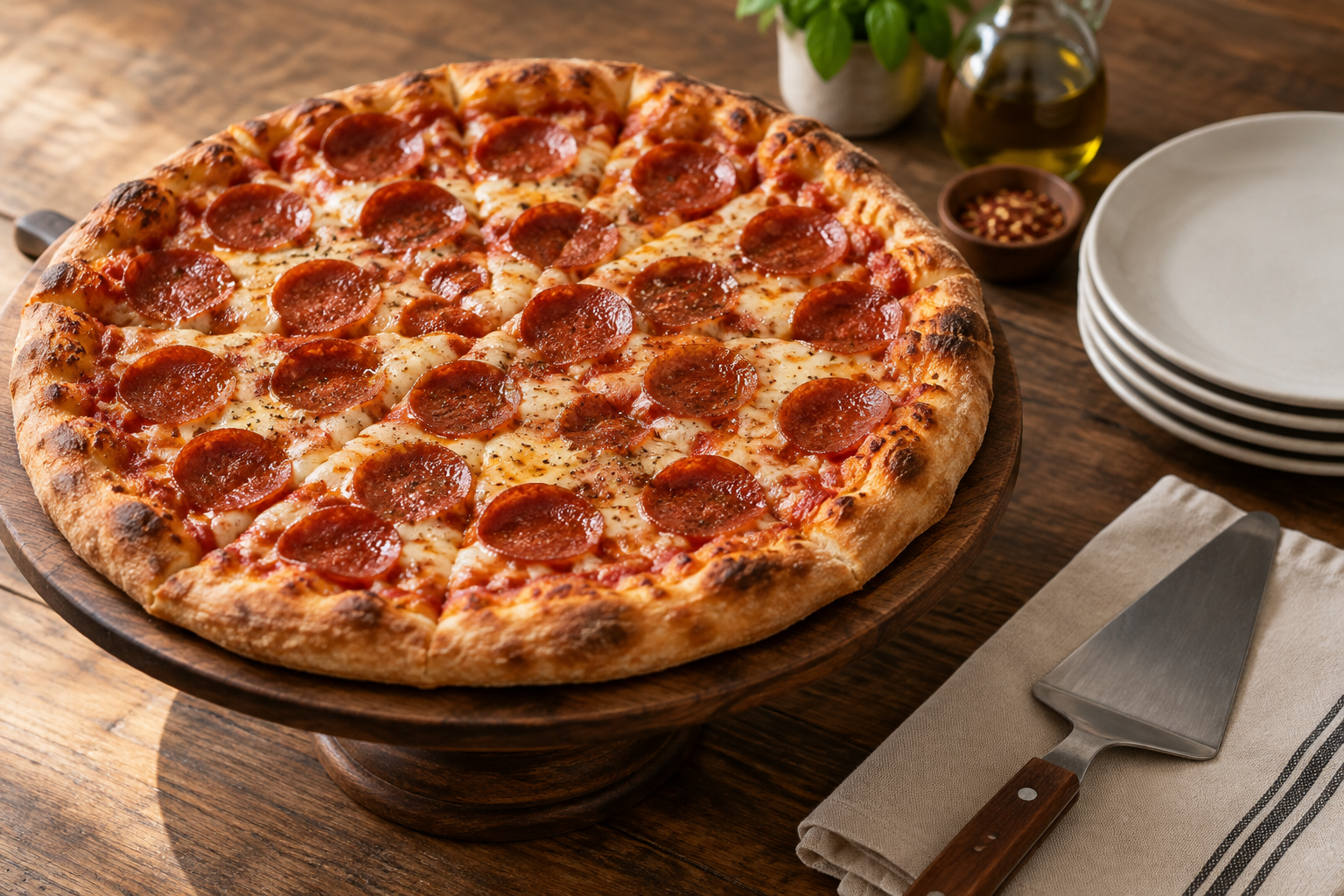 AI-generated preview image: pizza served at a table for Elif’s Kitchen