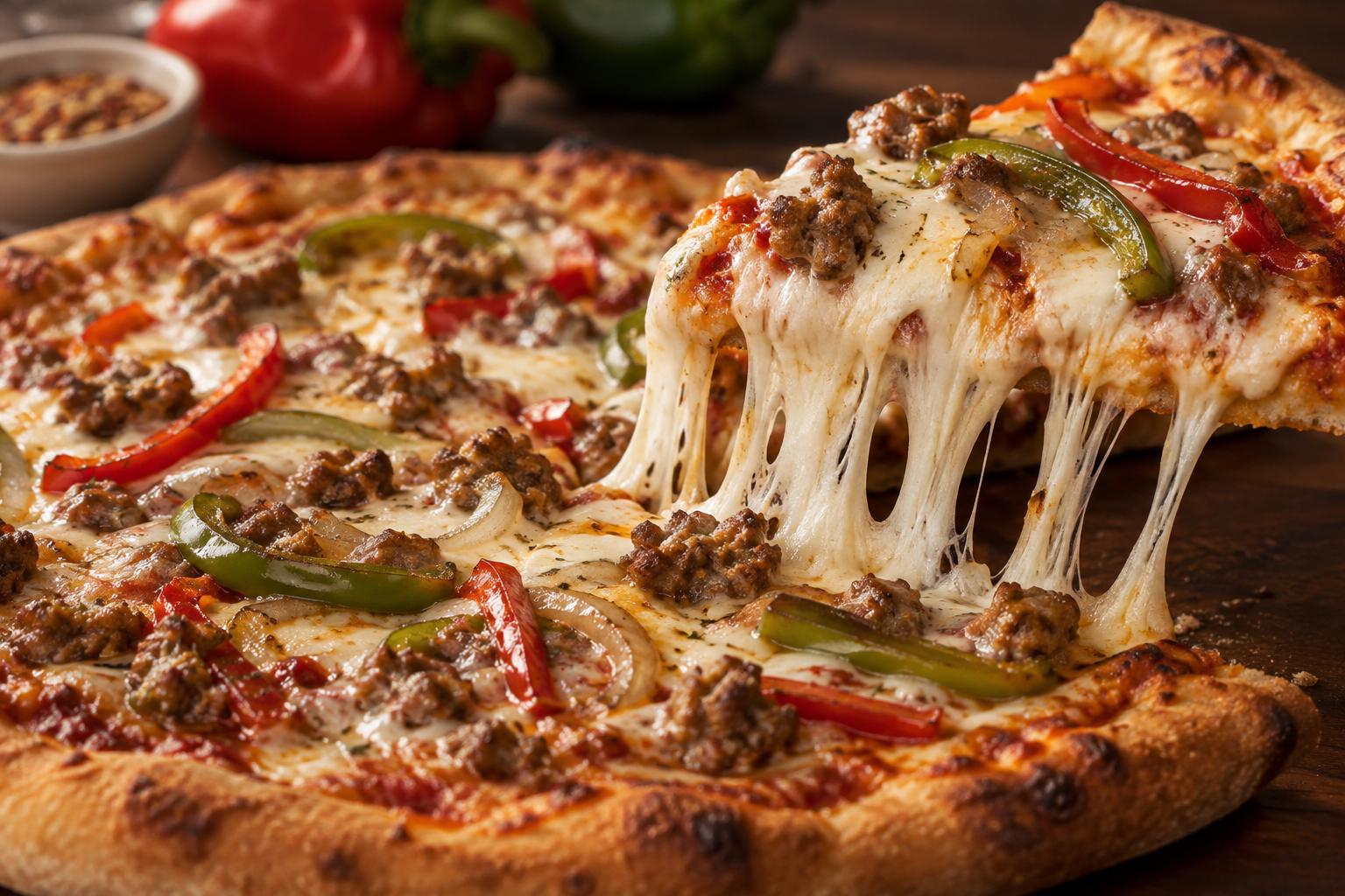 AI-generated preview image: close-up of pizza texture for Luna Pizza