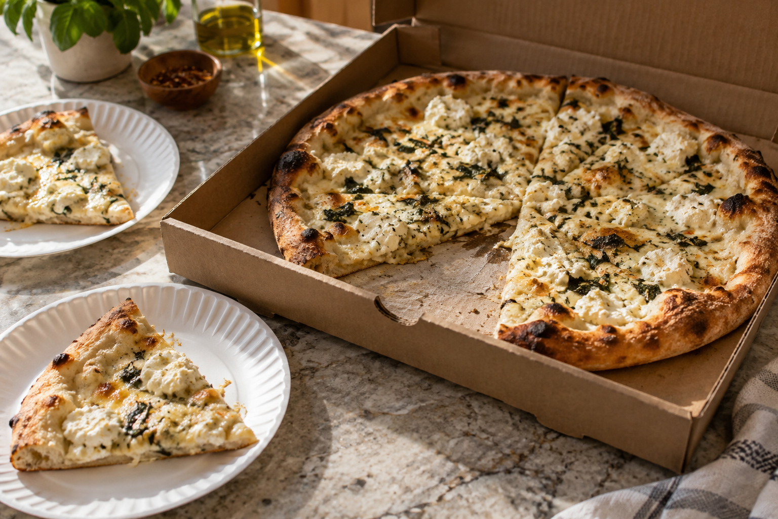AI-generated preview image: pizza served at a table for Luna Pizza