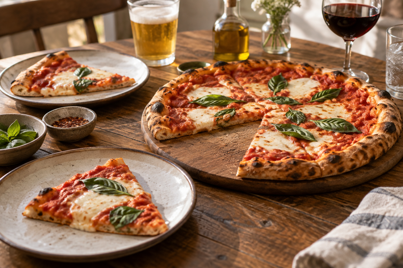 AI-generated preview image: pizza served at a table for Papa Johns Pizza