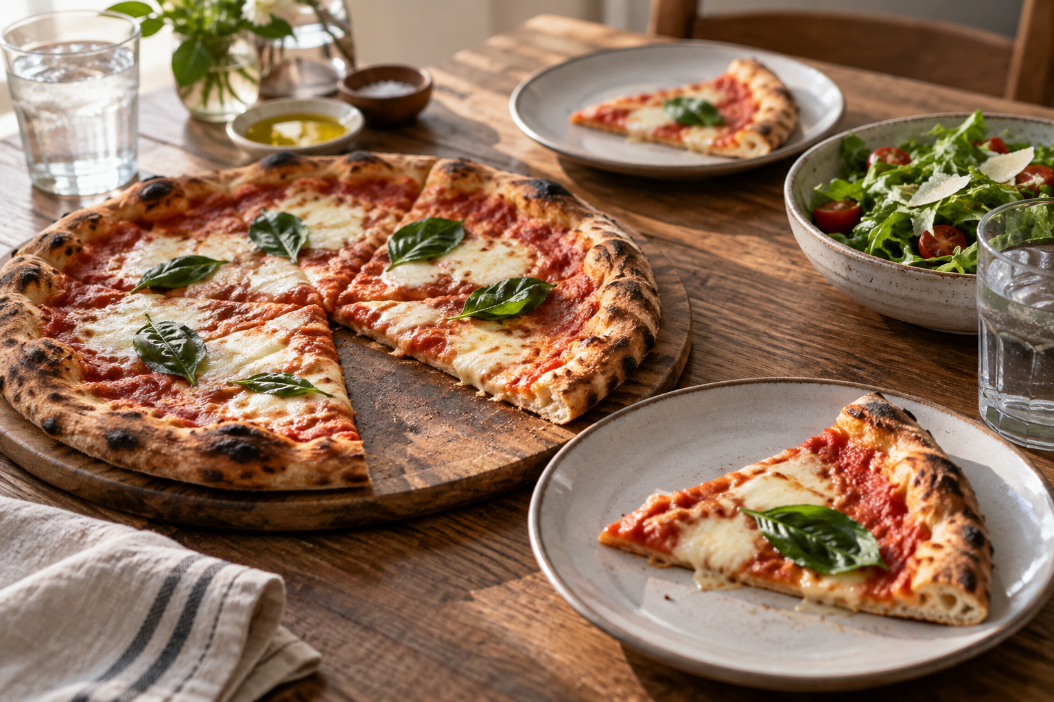 AI-generated preview image: pizza served at a table for Pizza Cafe