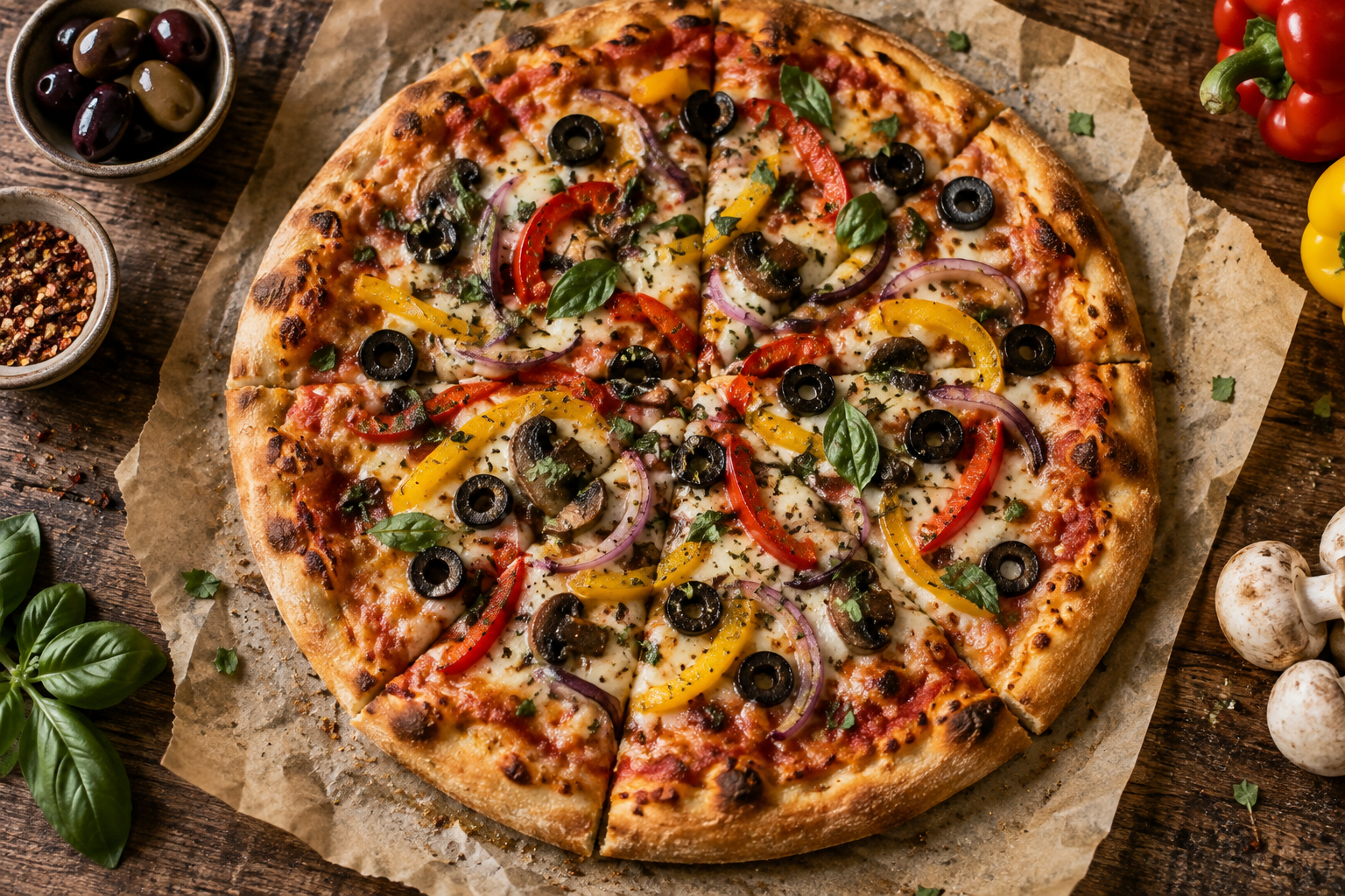 AI-generated preview image: pizza photograph for New York pizza and snacks