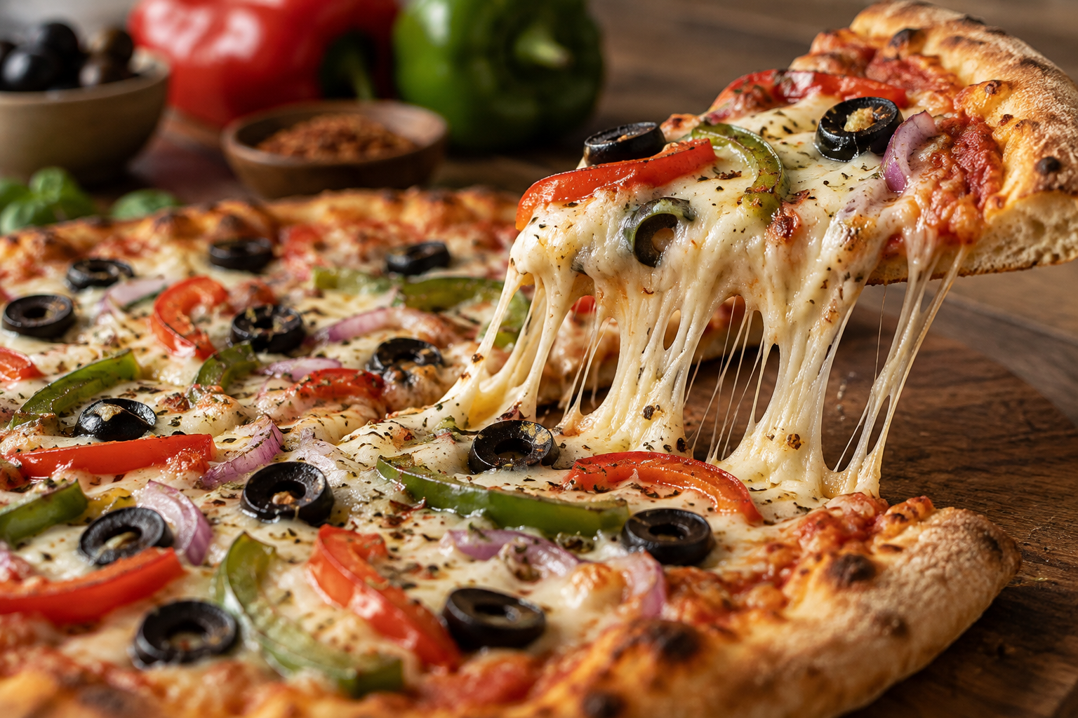 AI-generated preview image: close-up of pizza texture for Green Oven Pizza (Hell's Kitchen)
