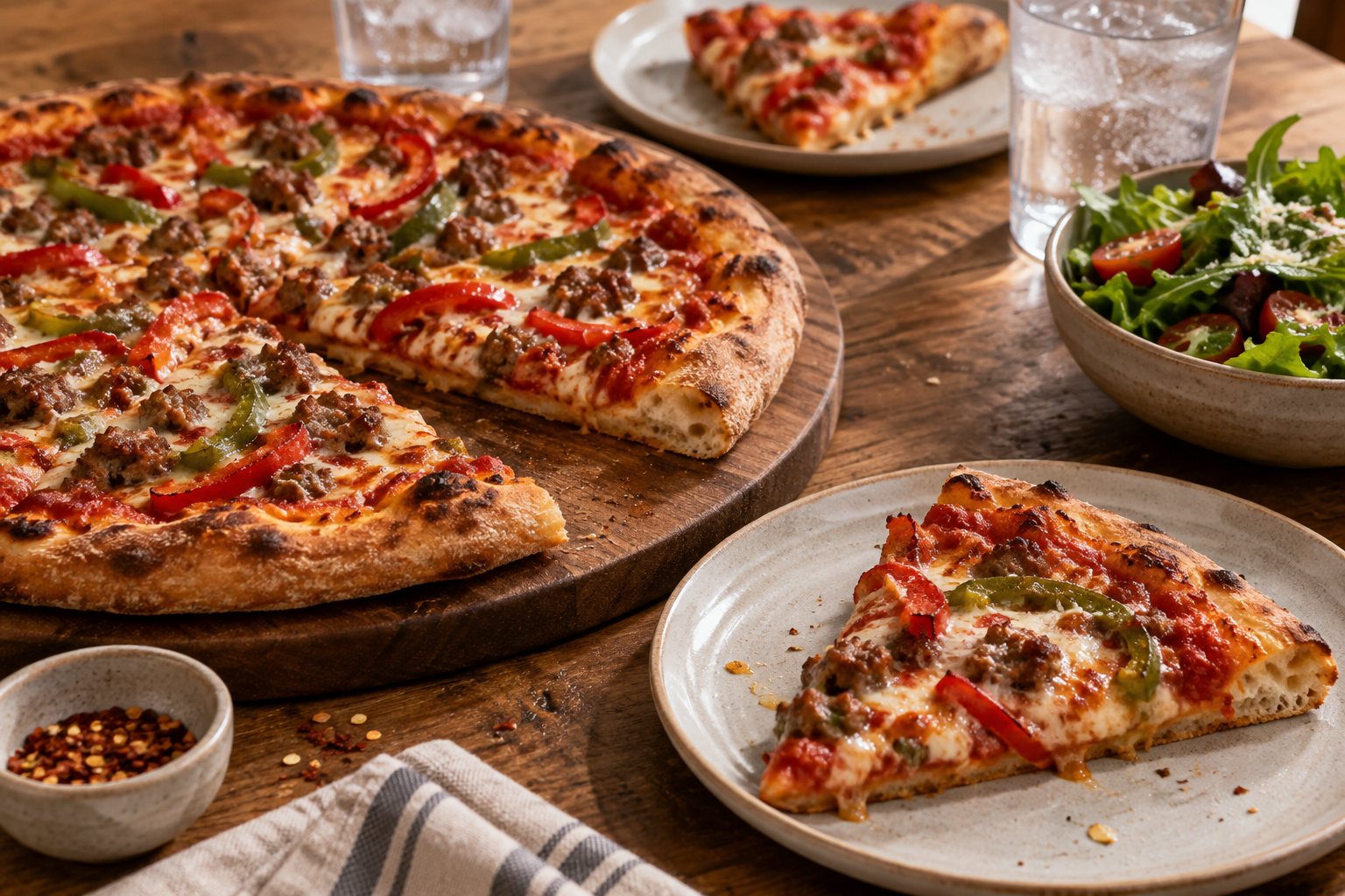 AI-generated preview image: pizza served at a table for Joe's Pizza Broadway