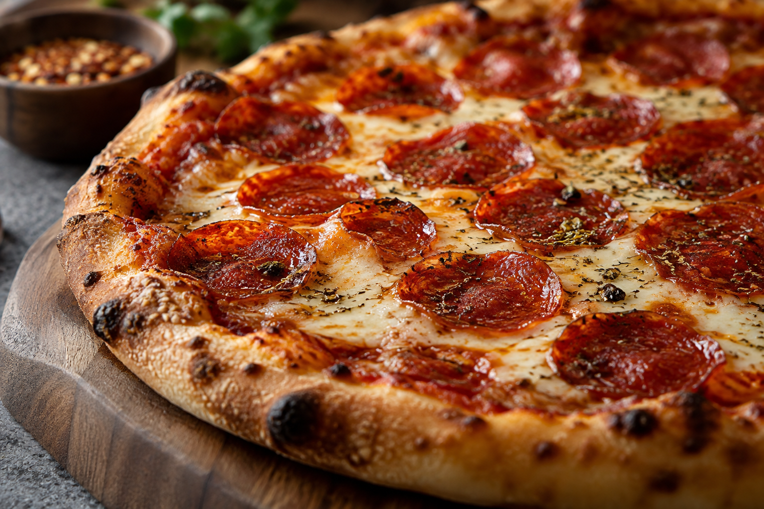 AI-generated preview image: close-up of pizza texture for Golden Grain Pizza Colonie