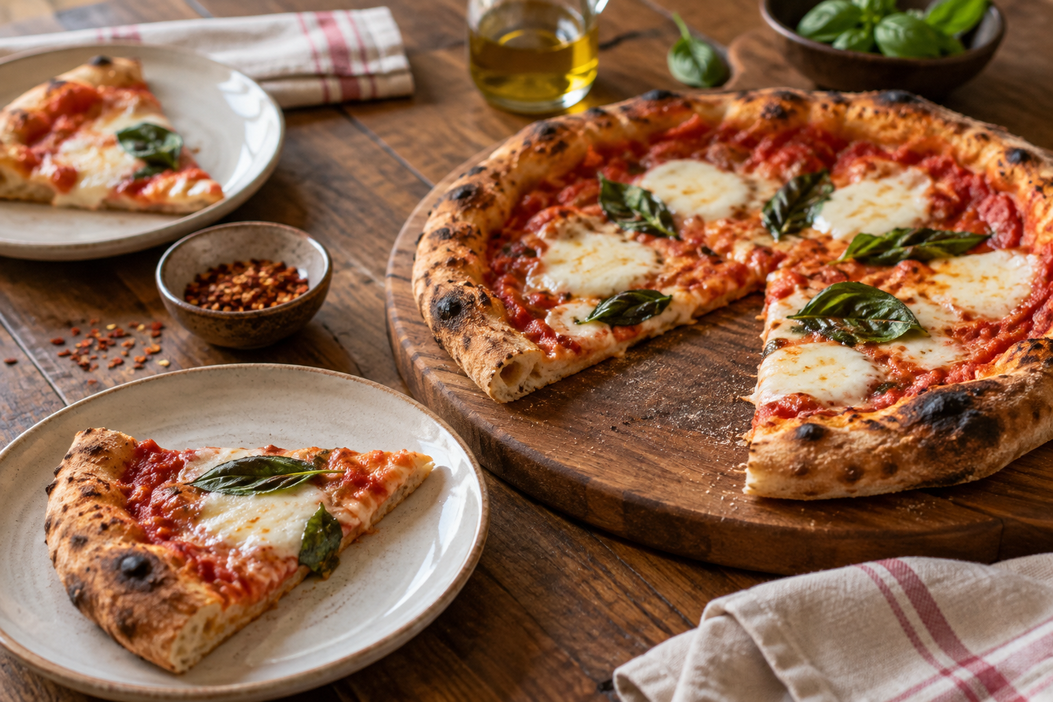 AI-generated preview image: pizza served at a table for Golden Grain Pizza Colonie