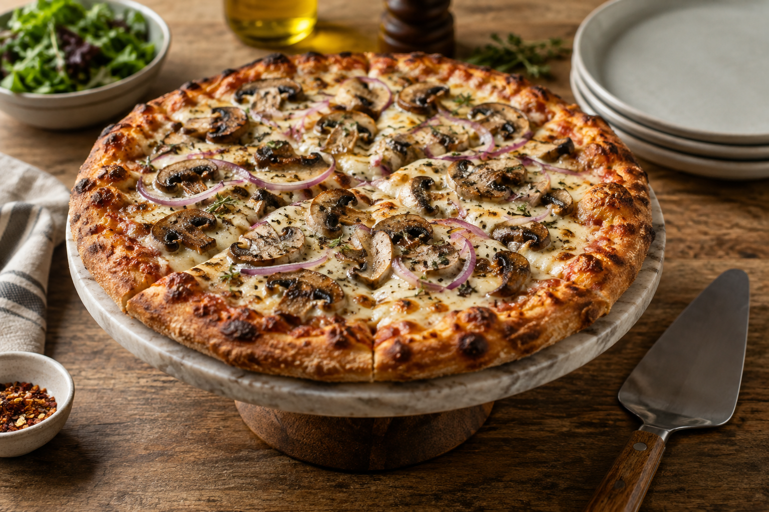 AI-generated preview image: pizza served at a table for Napoli's Pizza & Catering