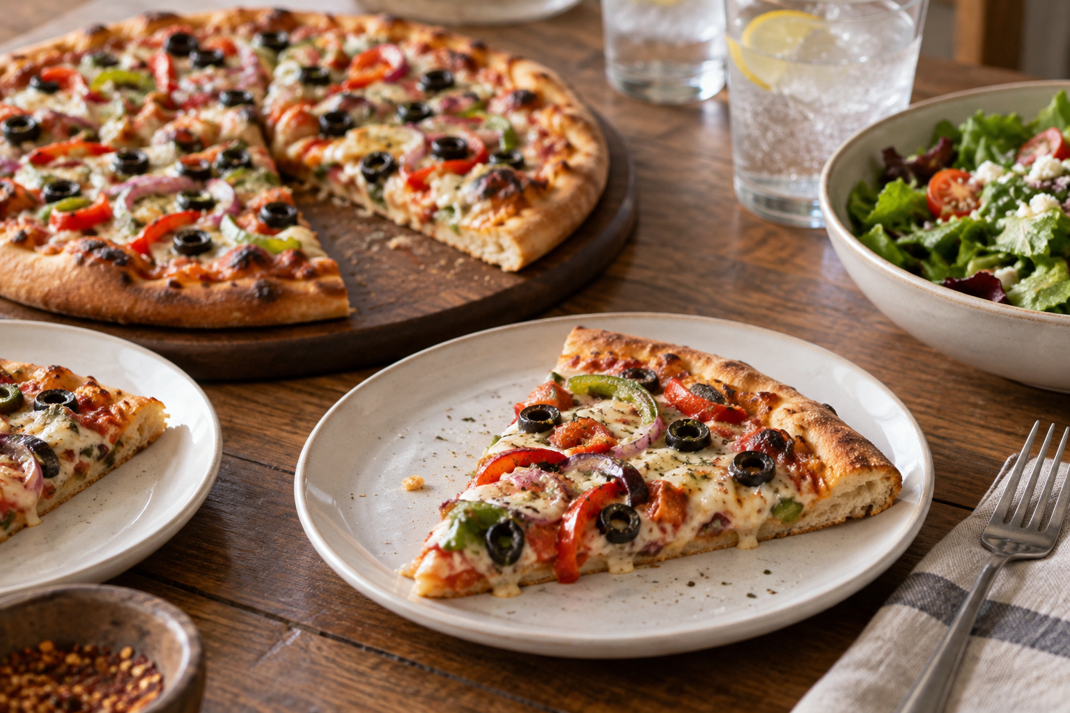 AI-generated preview image: pizza served at a table for Bleecker Street Pizza