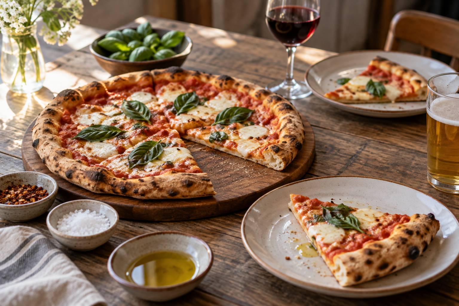 AI-generated preview image: pizza served at a table for Perri's Pizzeria