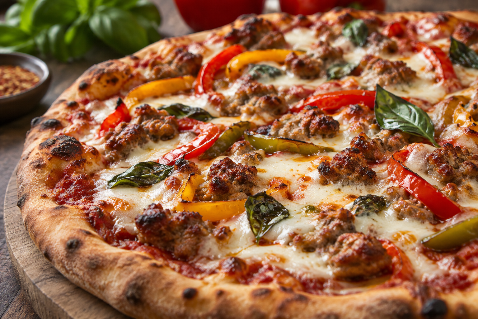 AI-generated preview image: close-up of pizza texture for LoLo’s Pizza