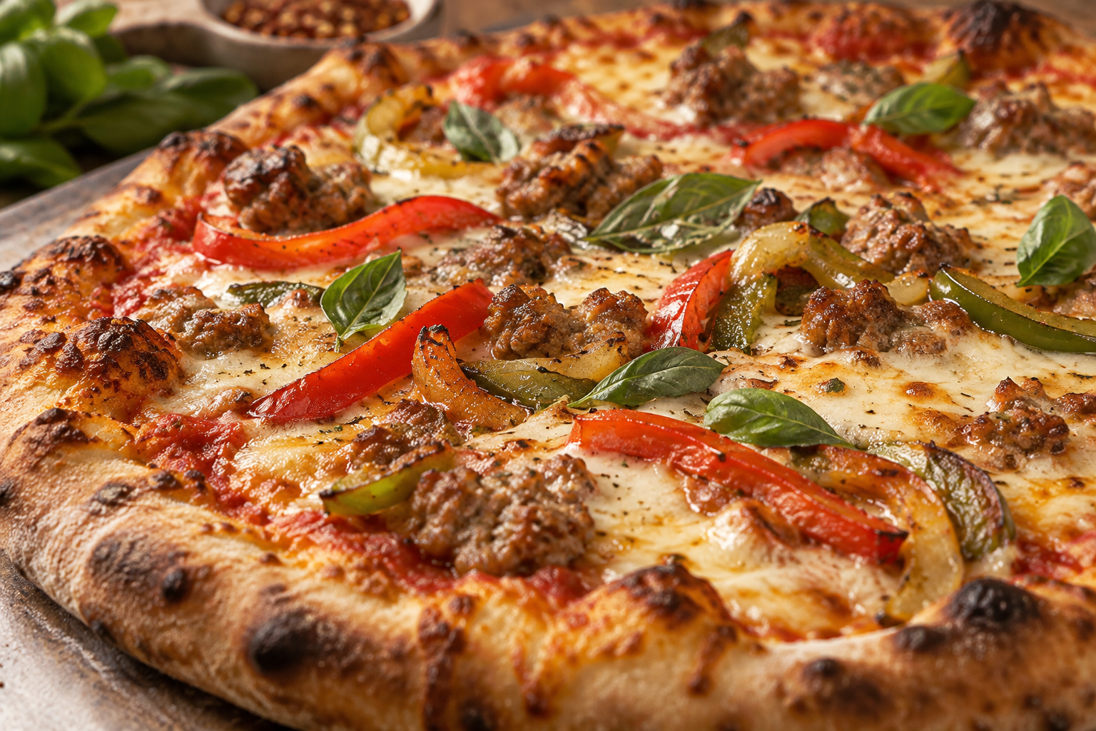 AI-generated preview image: close-up of pizza texture for Little Pizza Parlor
