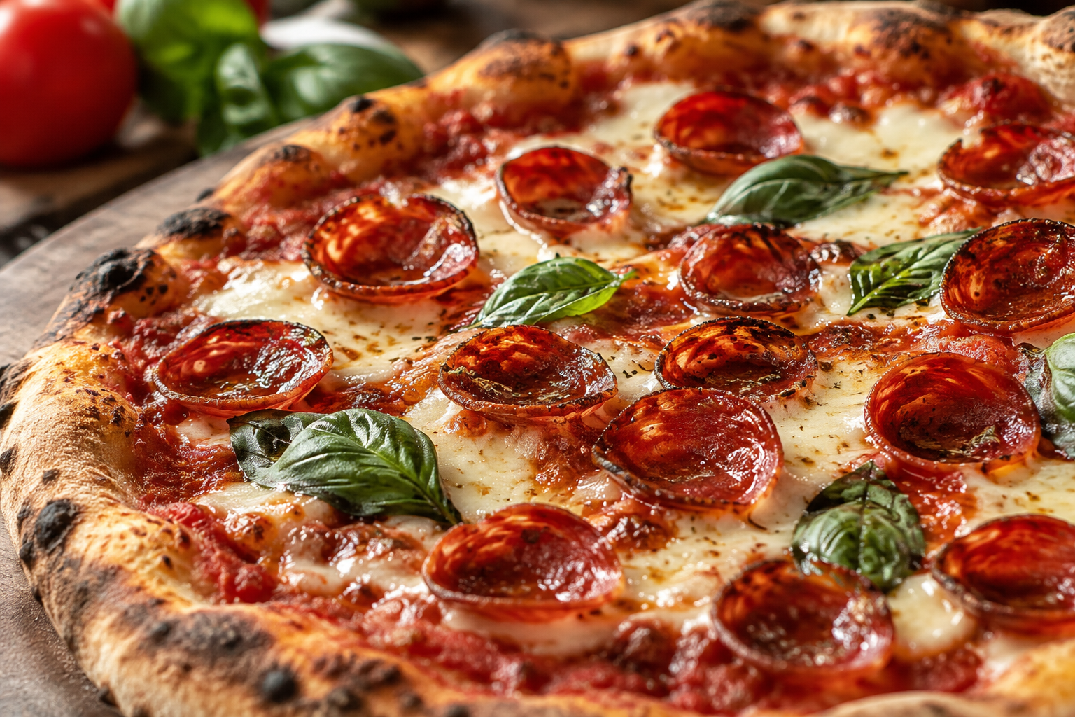 AI-generated preview image: close-up of pizza texture for Famous Calabria Pizza