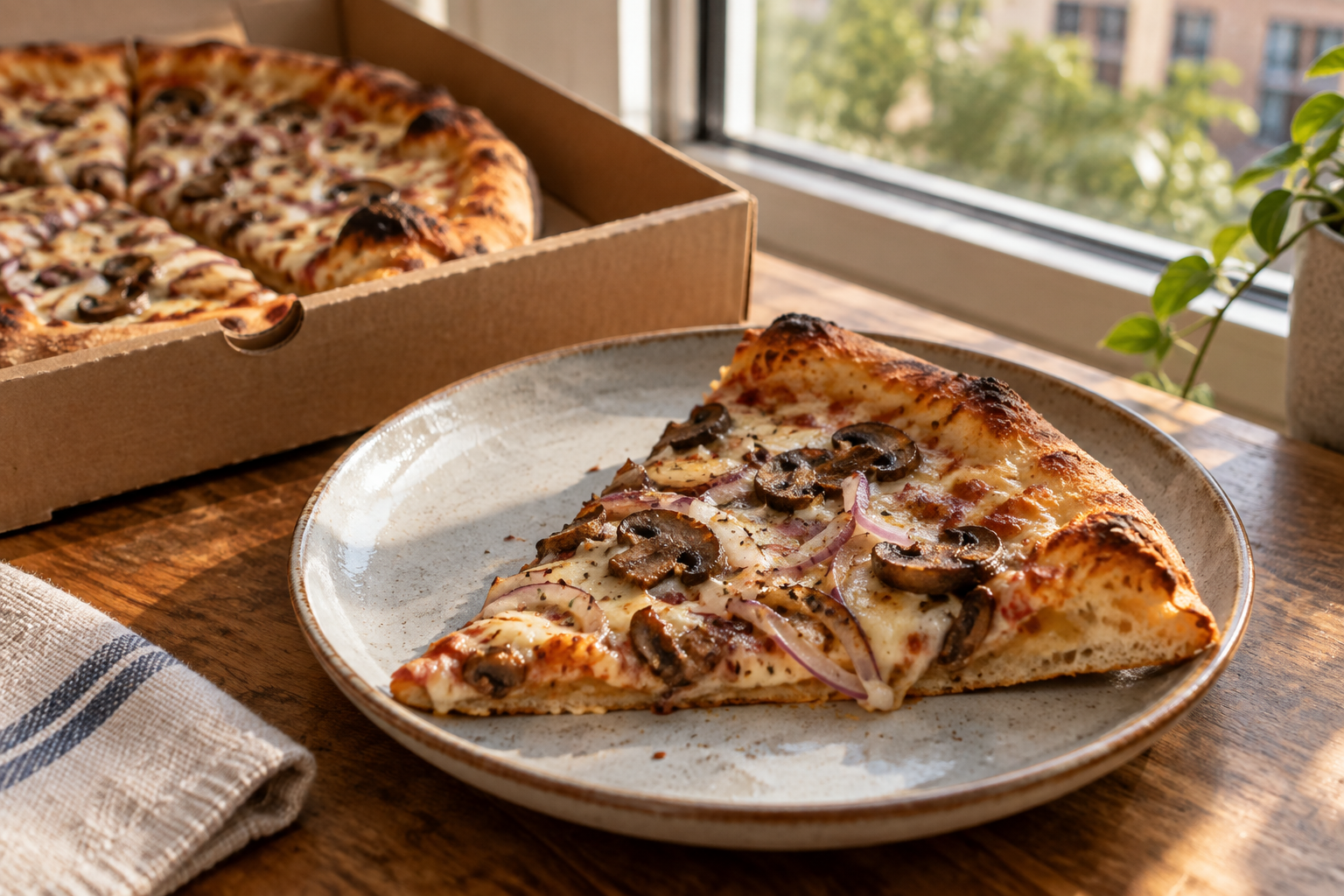 AI-generated preview image: pizza served at a table for Famous Calabria Pizza