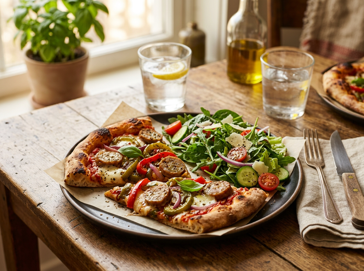 AI-generated preview: pizza served at a table for $1.50 Fresh Pizza