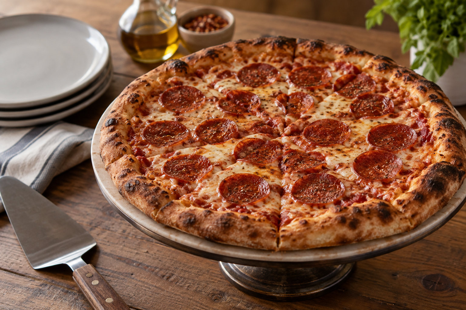 AI-generated preview image: pizza served at a table for Siena Pizza