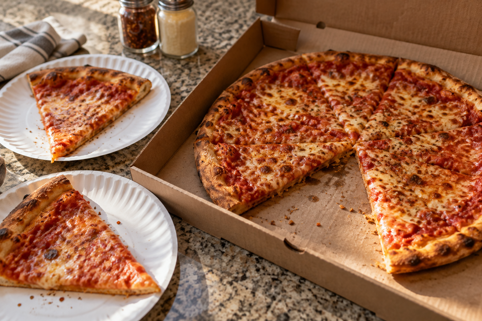AI-generated preview image: pizza served at a table for The Upper Crust