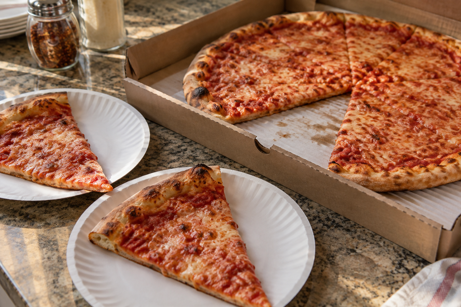 AI-generated preview image: pizza served at a table for Grand Street Pizza