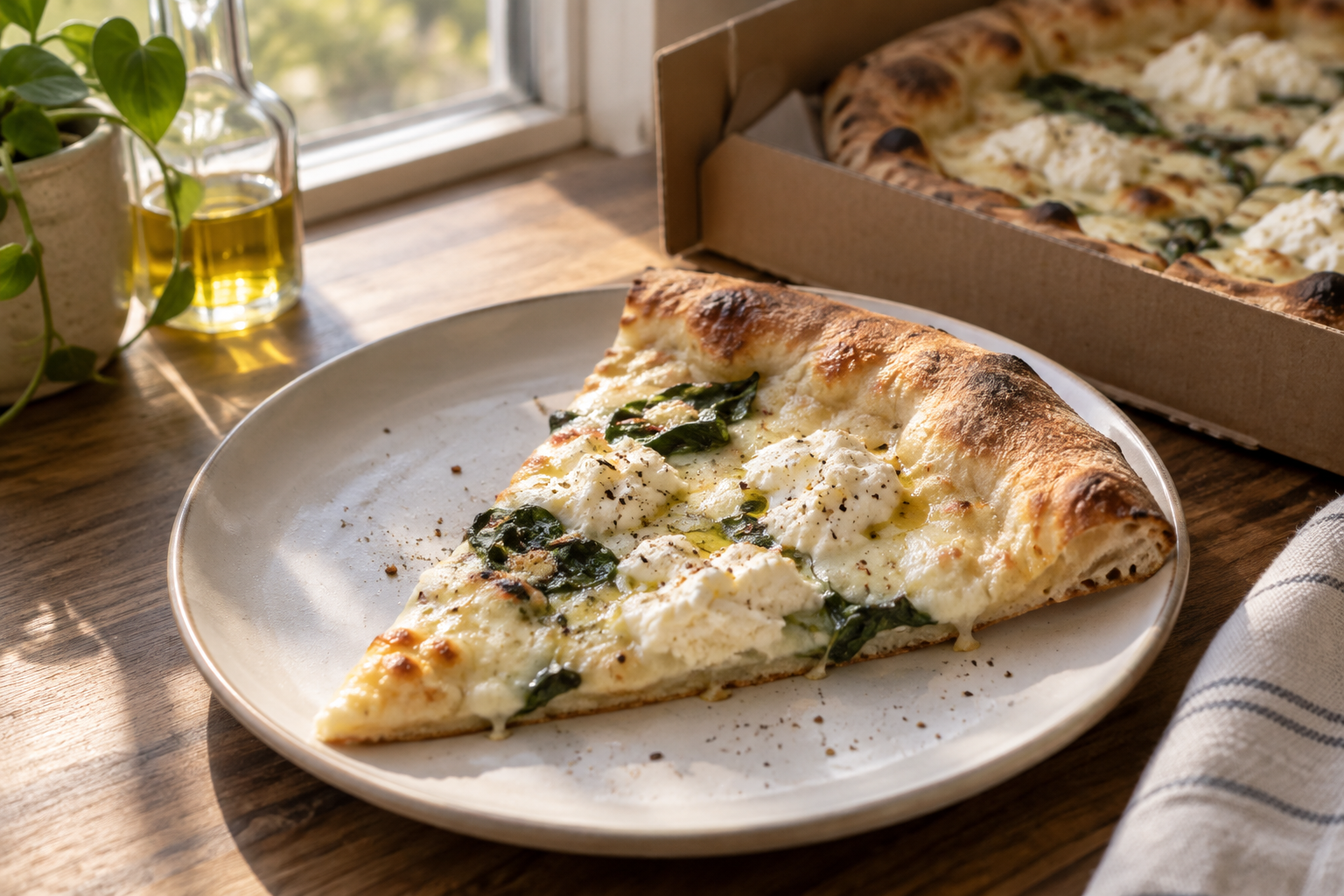 AI-generated preview image: pizza served at a table for Rosella's Pizzeria