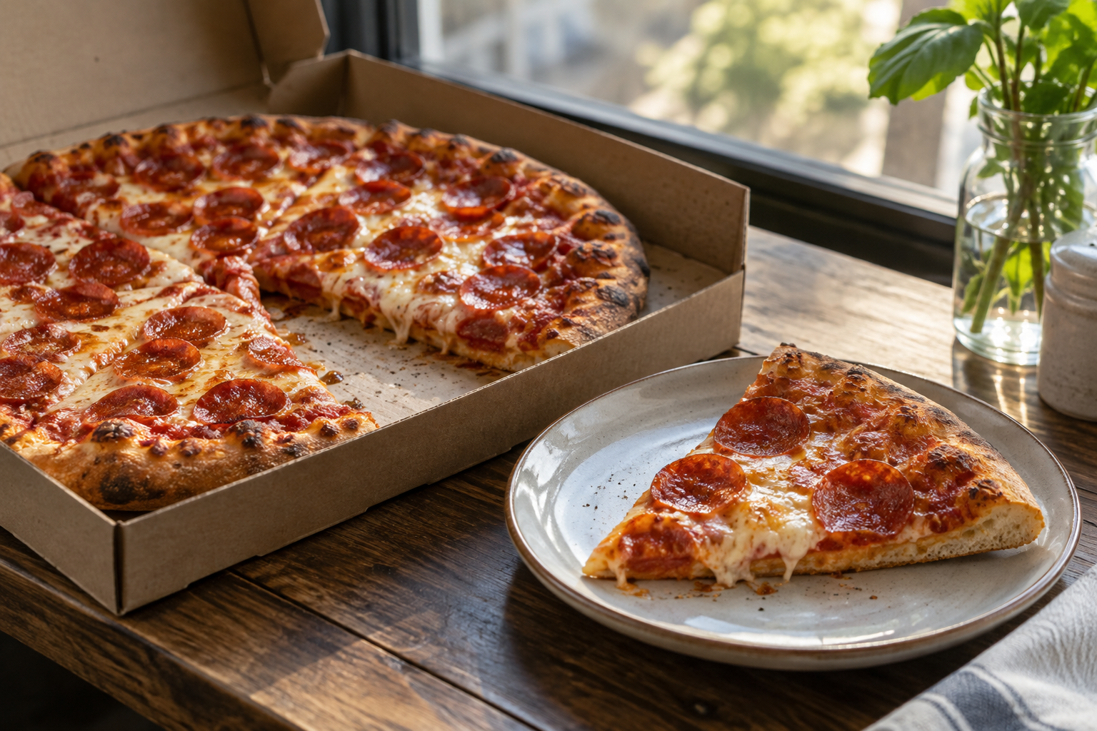AI-generated preview image: pizza served at a table for Buzzy’s Pizzeria