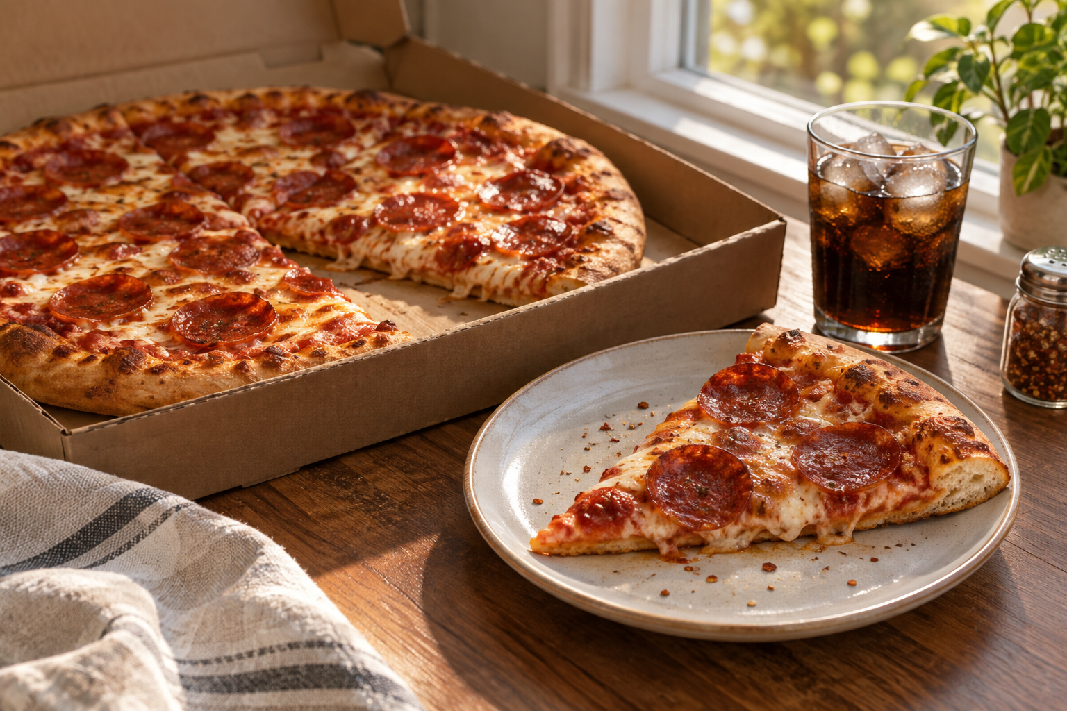 AI-generated preview image: pizza served at a table for Made in New York Pizza