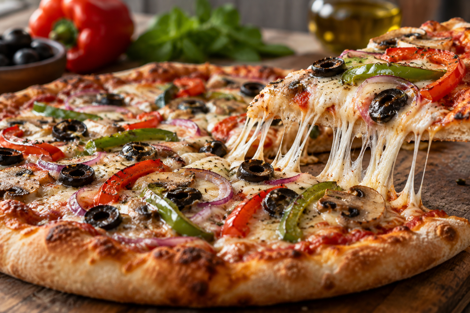 AI-generated preview image: close-up of pizza texture for Red Apple