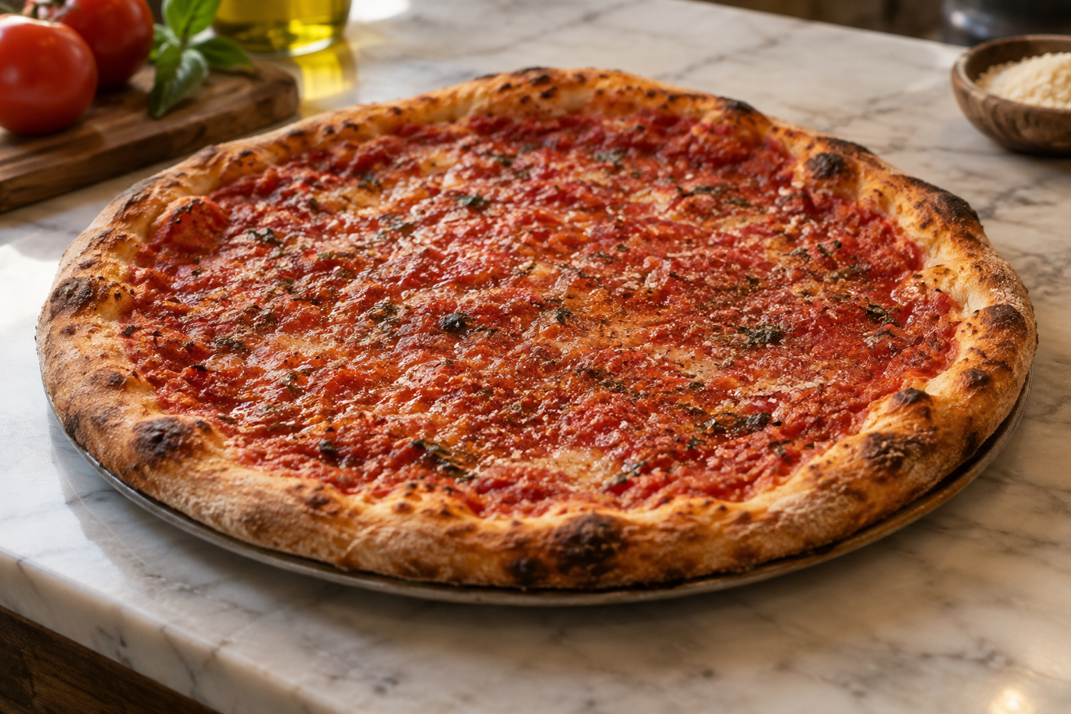 AI-generated preview image: pizza photograph for John's of Bleecker Street