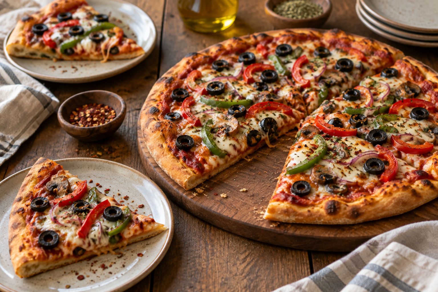 AI-generated preview image: pizza served at a table for Joe’s Pizza