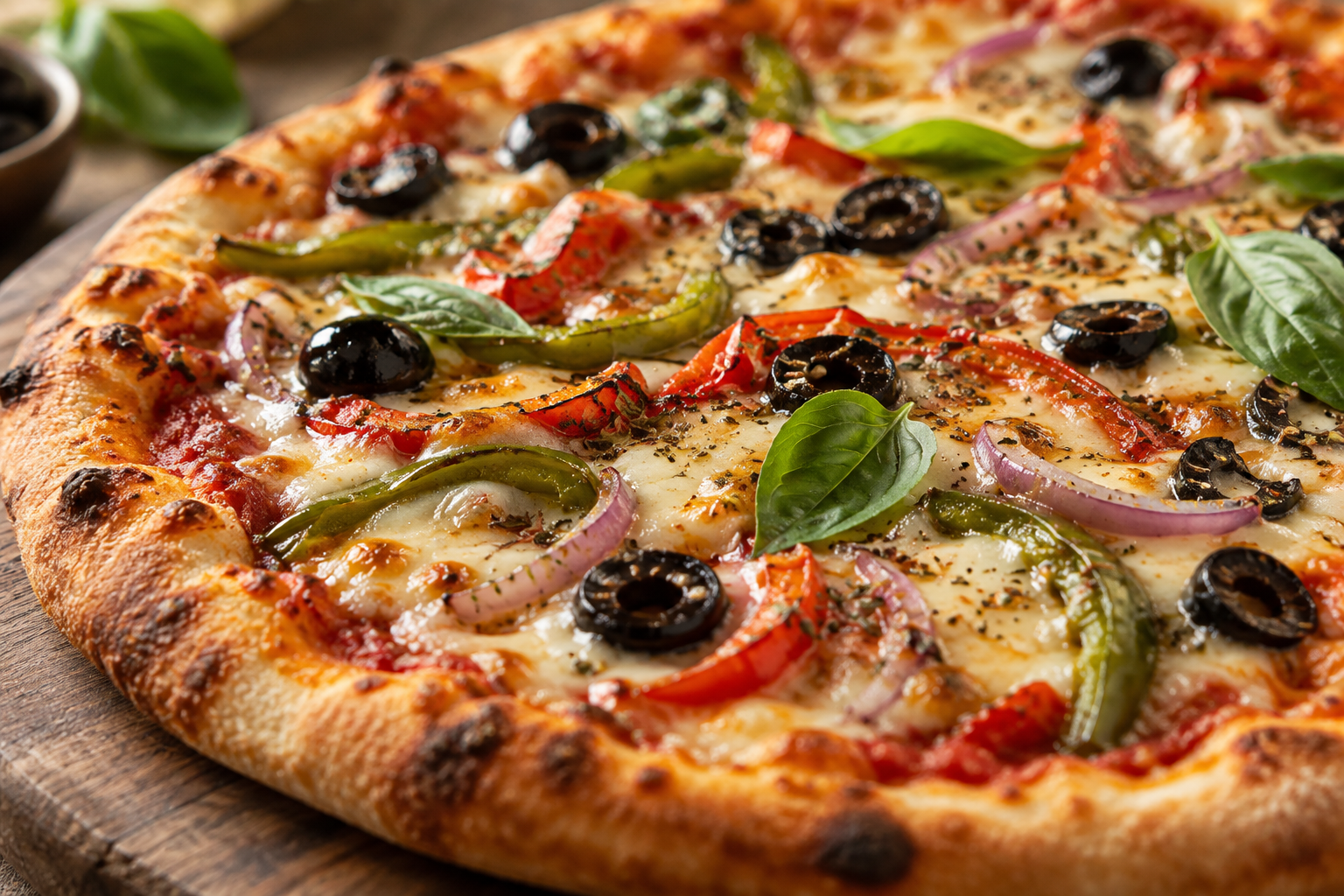AI-generated preview image: close-up of pizza texture for Adrienne's Pizzabar