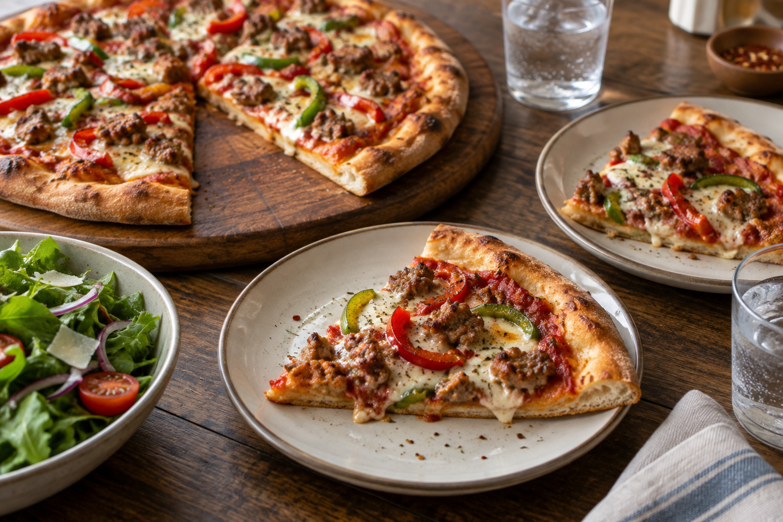 AI-generated preview image: pizza served at a table for Jiannetto's Pizza Truck