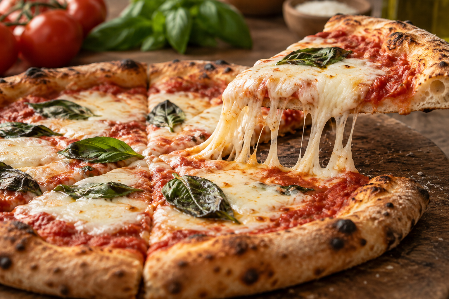 AI-generated preview image: close-up of pizza texture for Brado NYC Thin Crust Pizza