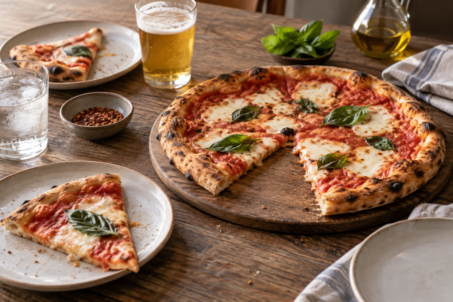 AI-generated preview image: pizza served at a table for Fermento Pizza NYC