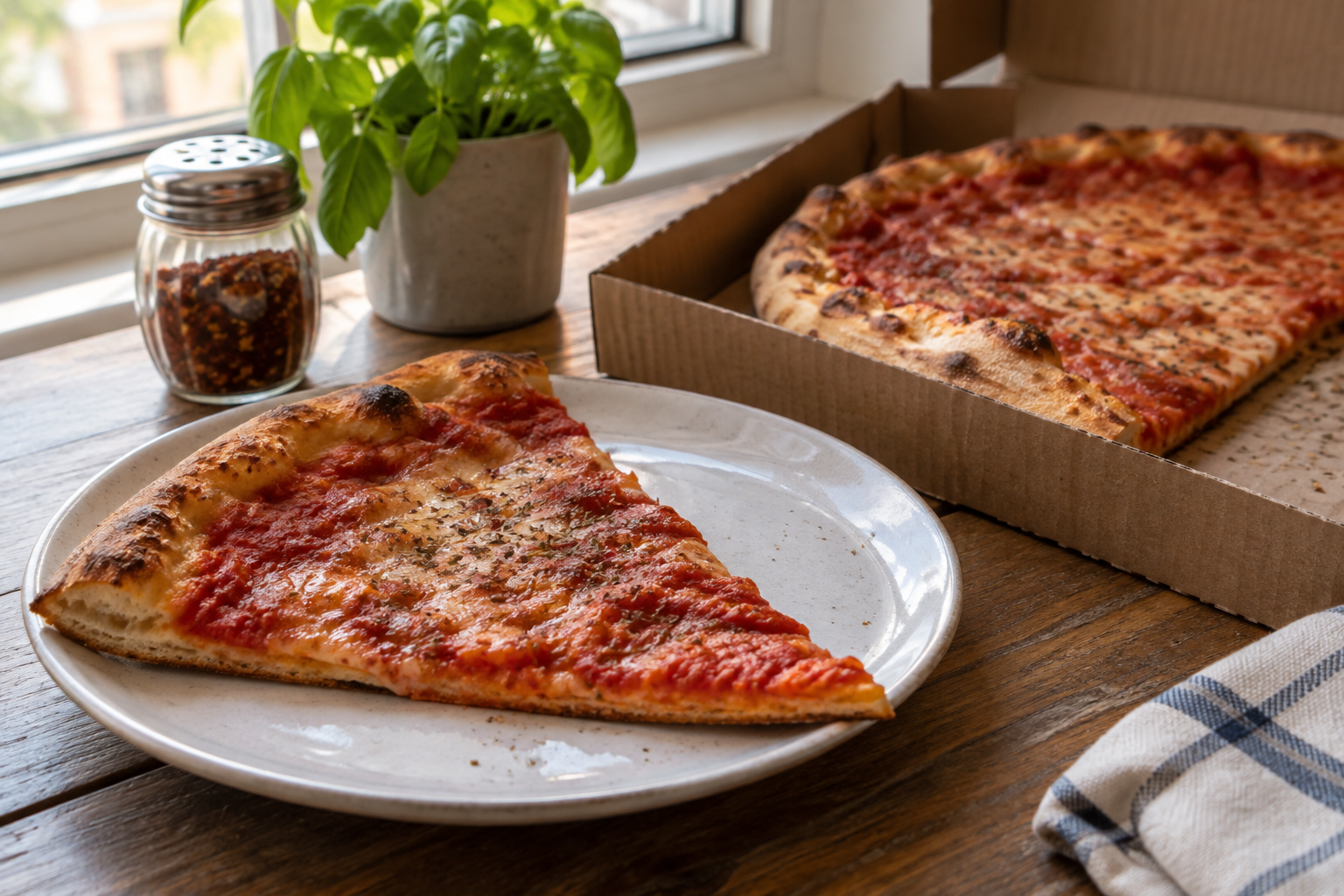AI-generated preview image: pizza served at a table for $1.50 Fresh Pizza