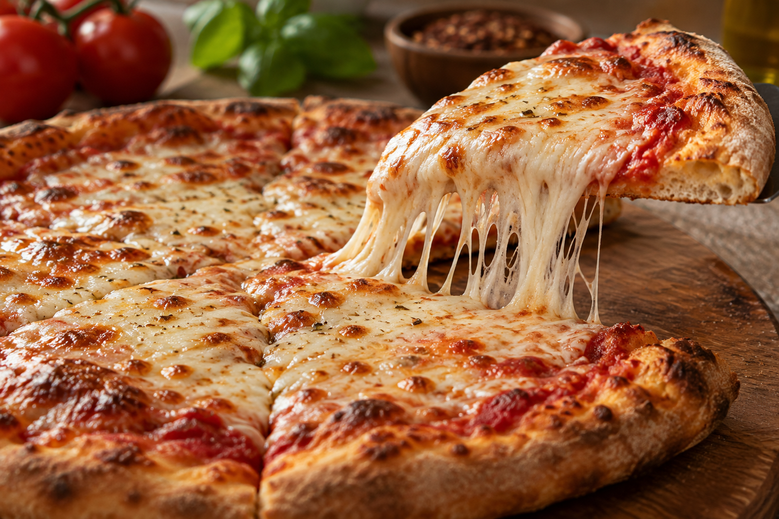 AI-generated preview image: close-up of pizza texture for David's 716 Bar & Grill