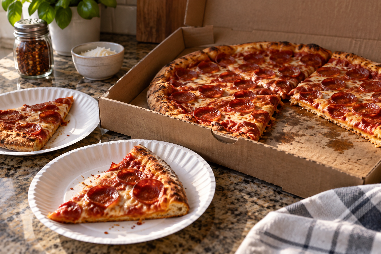 AI-generated preview image: pizza served at a table for David's 716 Bar & Grill