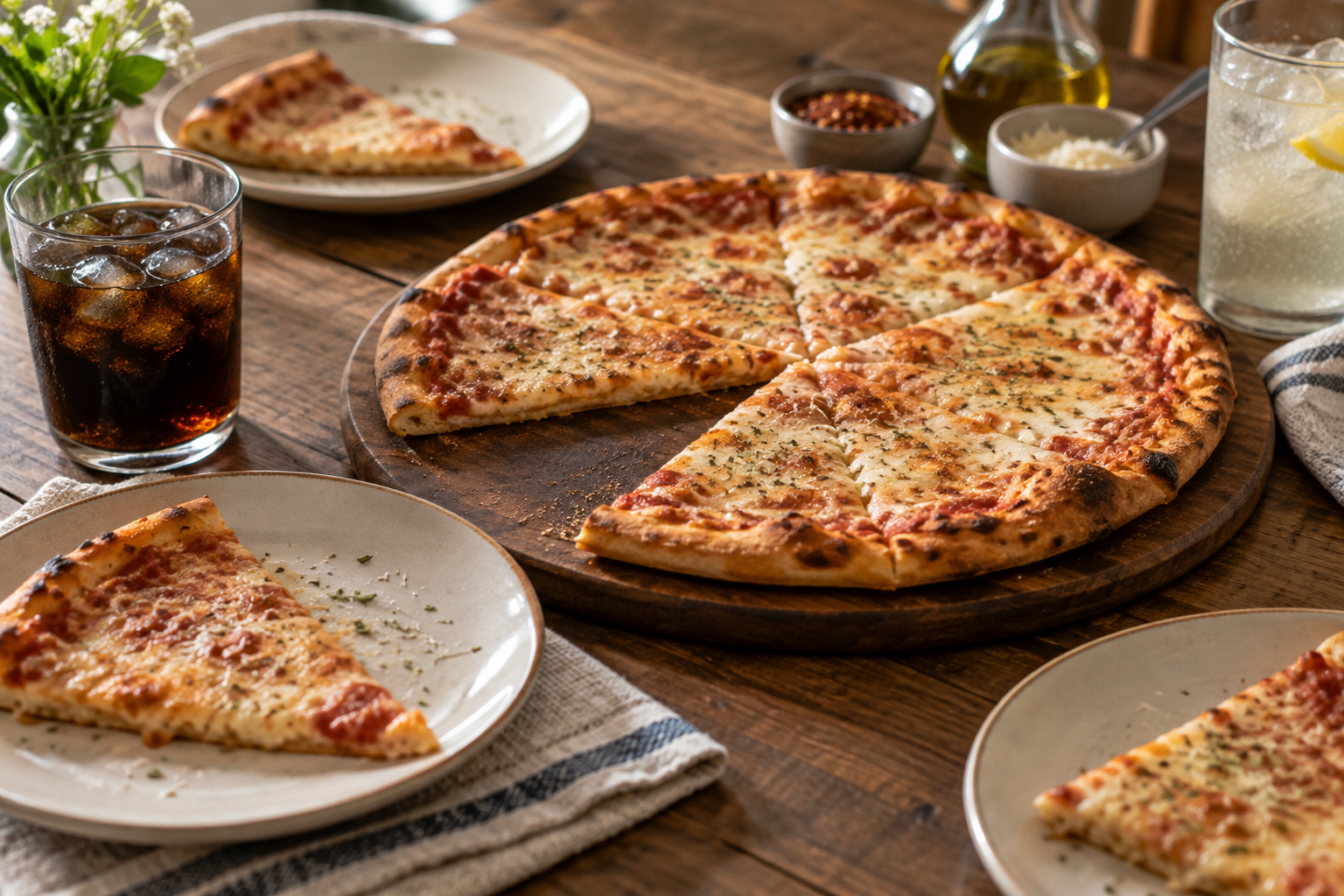 AI-generated preview image: pizza served at a table for Abitino's Pizza Rock Center